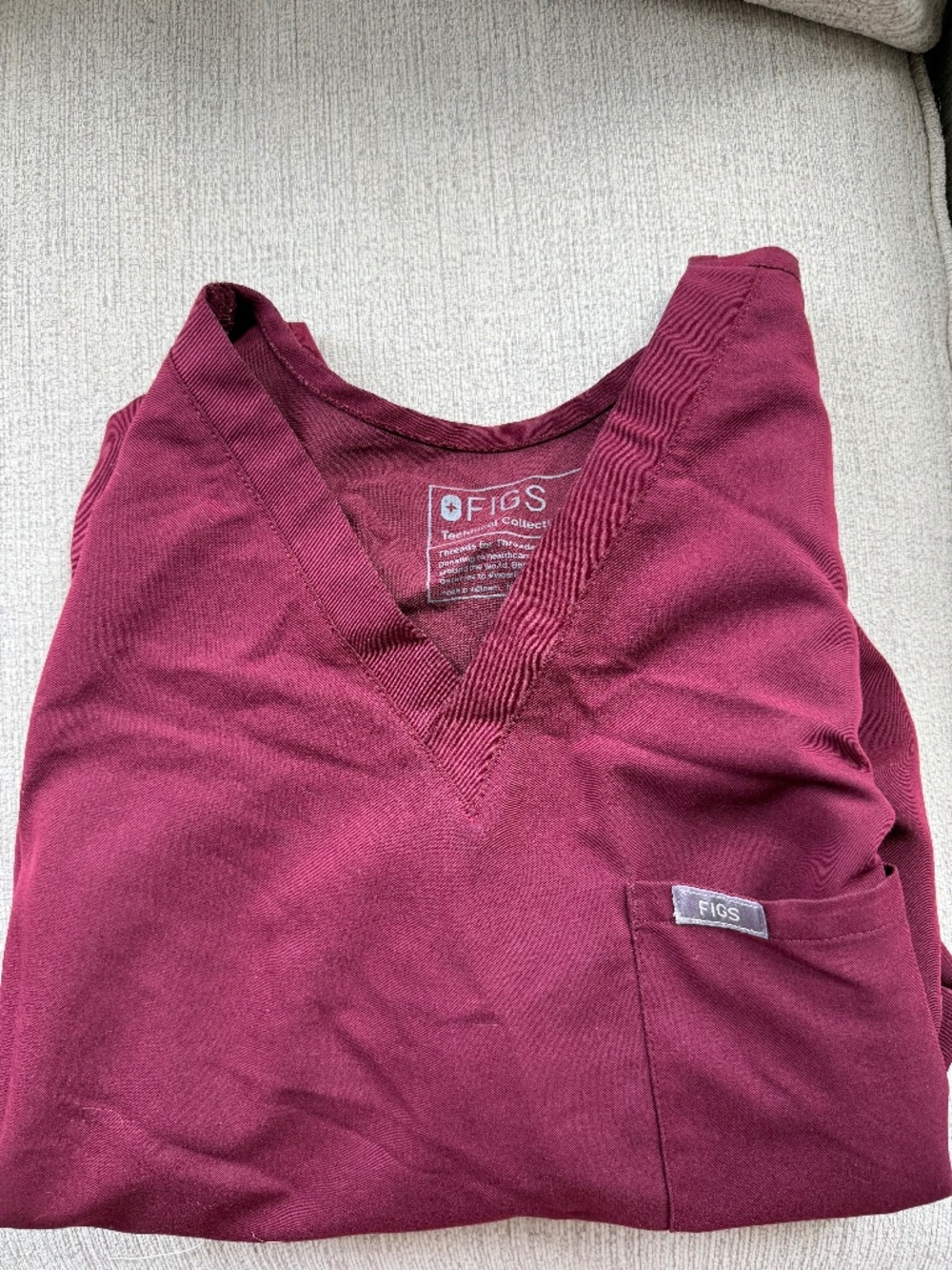 FIGS Catarina Scrub Top – Burgundy | Size 3XL